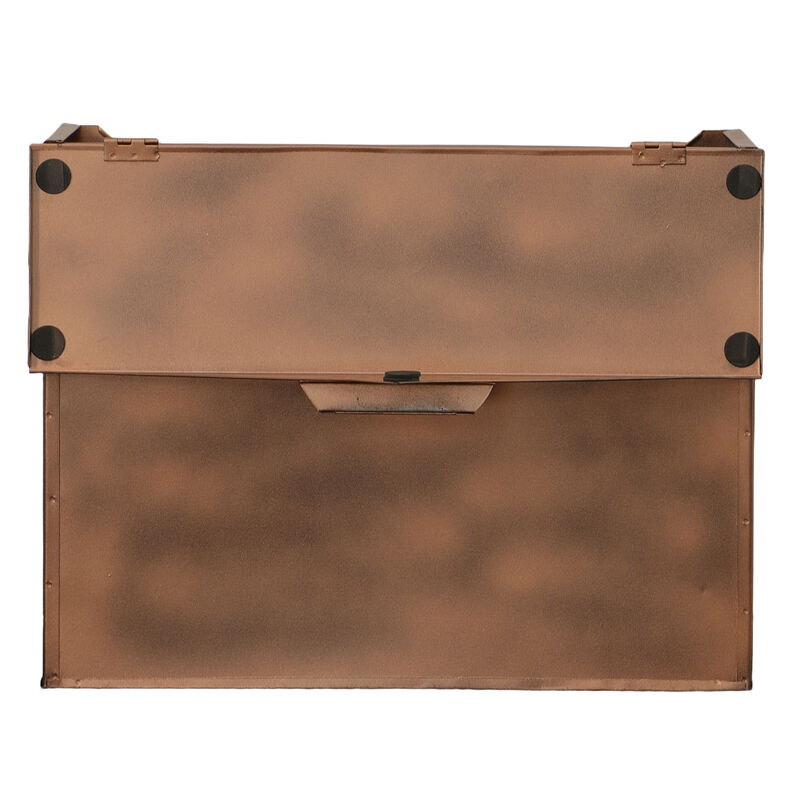 Envelope Shaped Wall Mount Metal Mail Box, Copper - Benzara