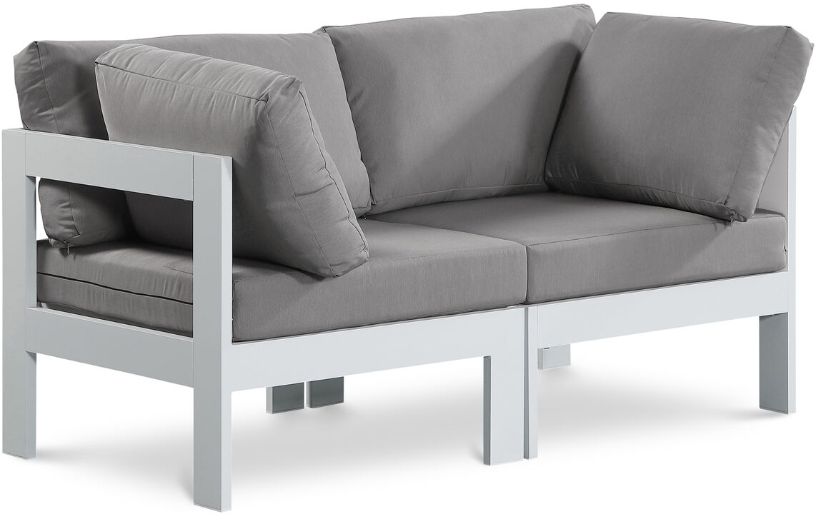 Meridian Furniture Nizuc Grey Water Resistant Fabric Outdoor Patio Modular Sofa