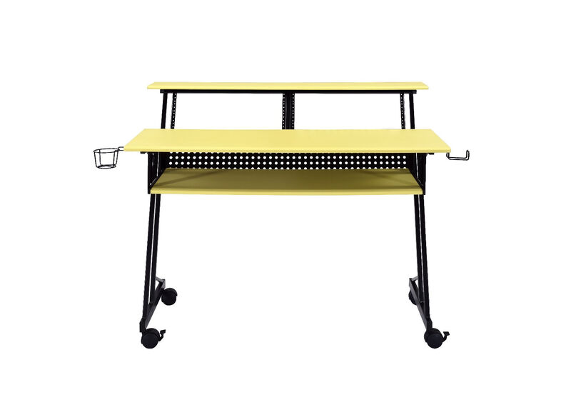 HomeRoots 47" Yellow and Black Computer Desk image number 0