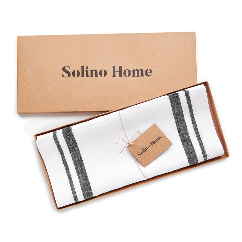 Solino Home French Stripe 100% Linen Table Runner &ndash; Handcrafted, Machine Washable, Perfect for Holiday and Everyday Dining