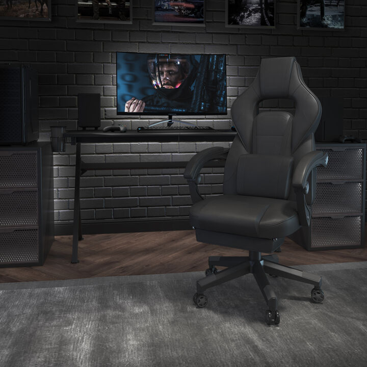 X40 Gaming Chair Racing Ergonomic Computer Chair with Fully Reclining Back/Arms, Slide-Out Footrest, Massaging Lumbar - /