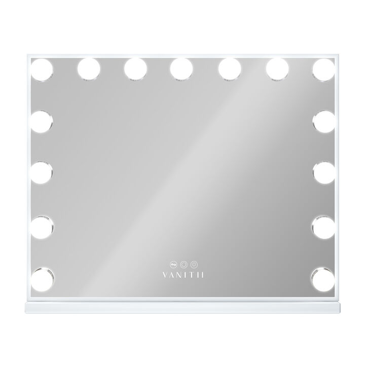 23''x19''  Hollywood Makeup Vanity Mirror 15 LED Bulbs USB Port White