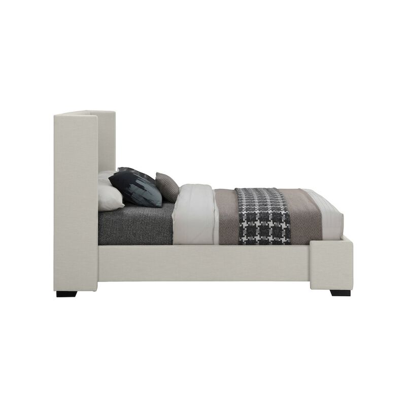 Meridian Furniture Oxford Beige Linen Textured Fabric Full Bed