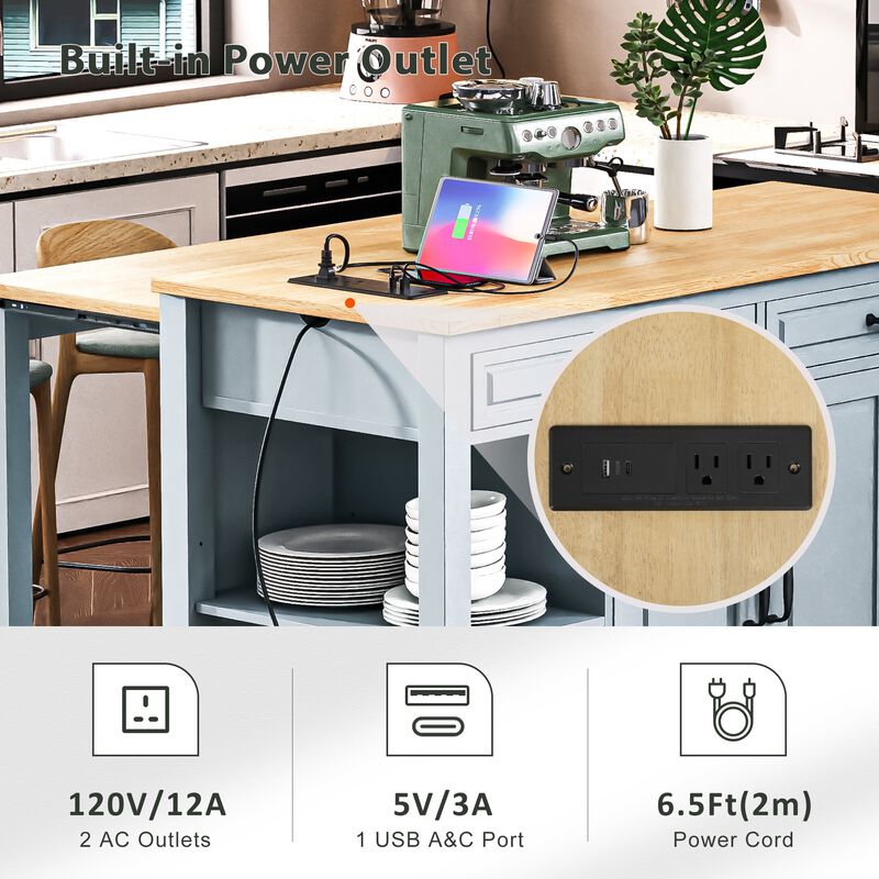 Merax Kitchen Island with Extendable Dining Table