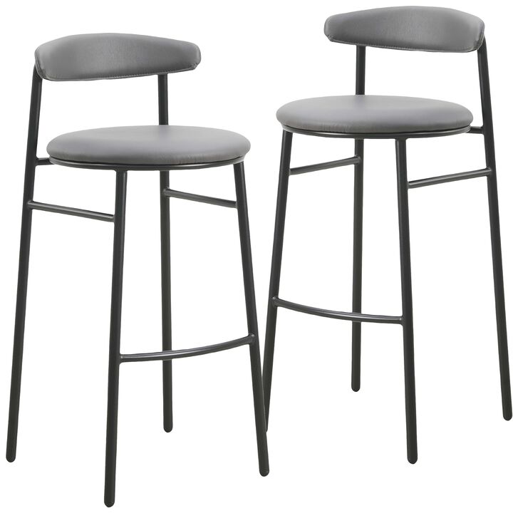 LeisureMod Lume Collection Modern Bar Stool Set of 2