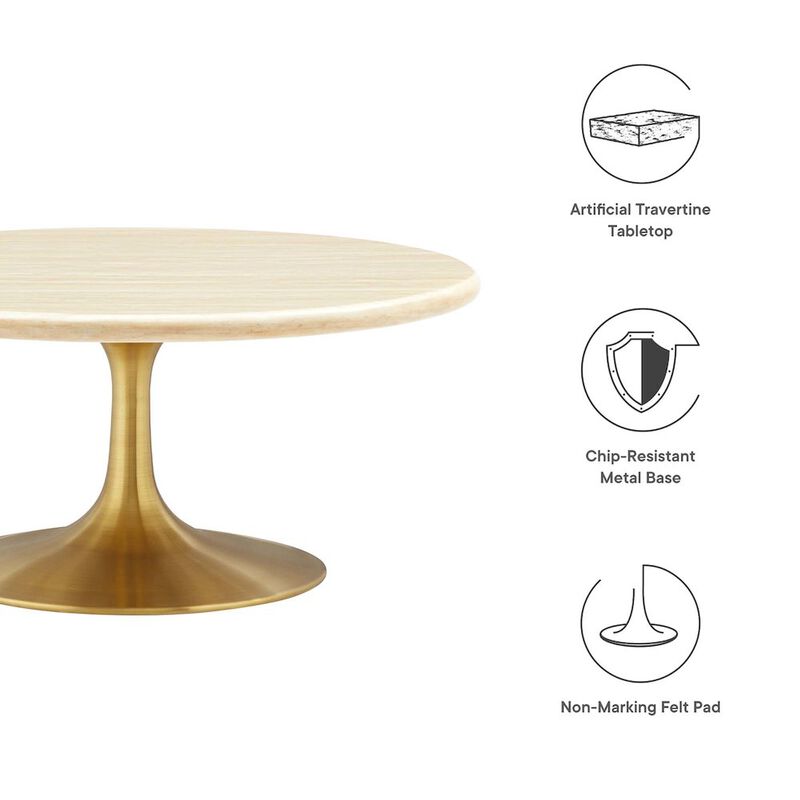 Lippa 36&rdquo; Round Faux Travertine Coffee Table image number 1