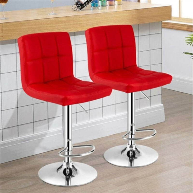Set of 2 Modern Adjustable Barstools – PU Leather Swivel Seat with Base for Kitchen or Bar