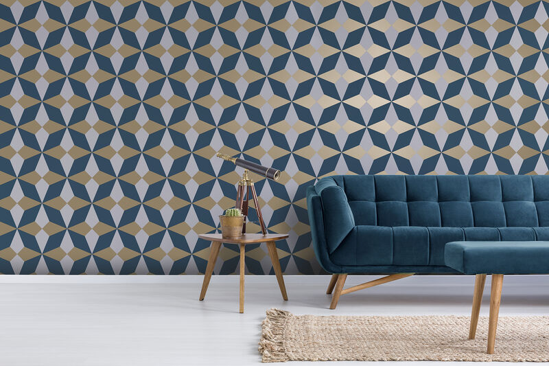 Newby Navy Geometric Wallpaper (Set of 2) image number 1