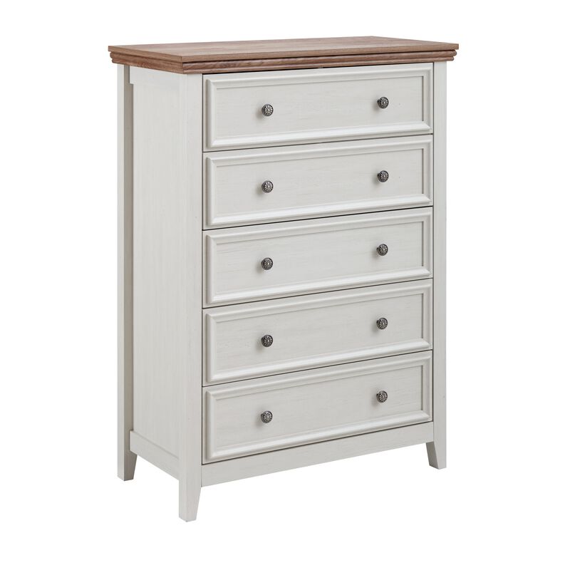 Beige 44.3 in. H Accent Cabinet with 5 Drawers