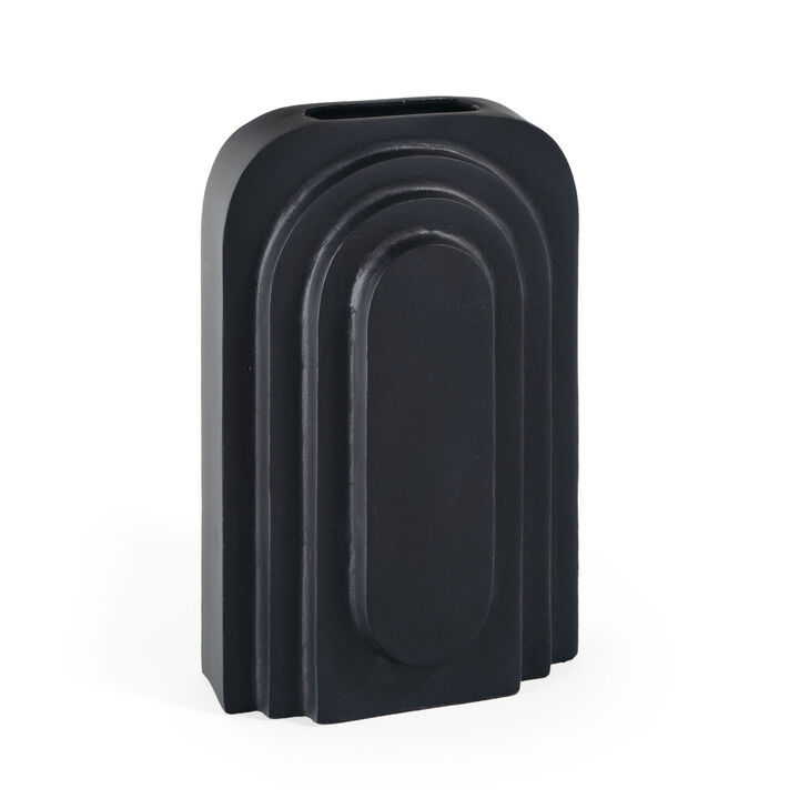 HomeRoots 12" Black Geometric Aluminum Table Vase