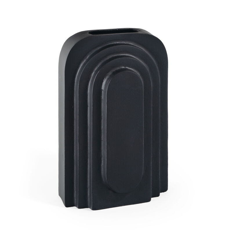 HomeRoots 12" Black Geometric Aluminum Table Vase image number 0