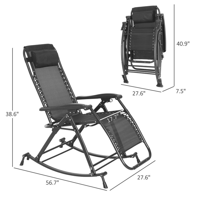 Hivvago Reclining Outdoor Rocking Chair with Cup & Phone Holder image number 2