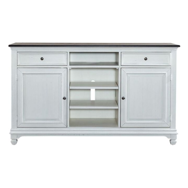 Liberty Furniture Allyson Park 68 Inch Highboy TV Console in Wirebrushed White w/ Charcoal Top