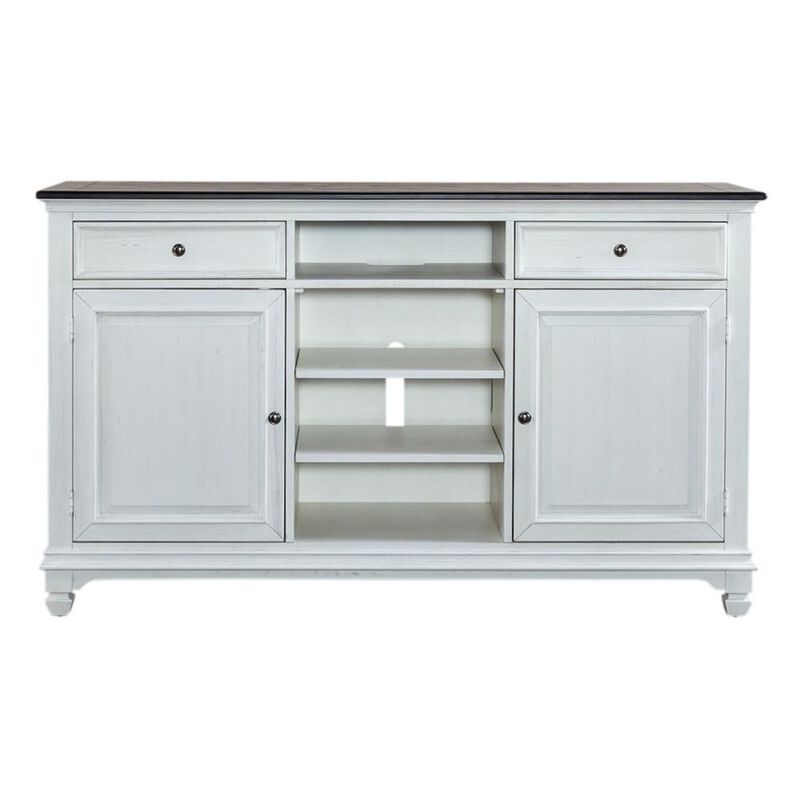 Liberty Furniture Allyson Park 68 Inch Highboy TV Console in Wirebrushed White w/ Charcoal Top image number 1