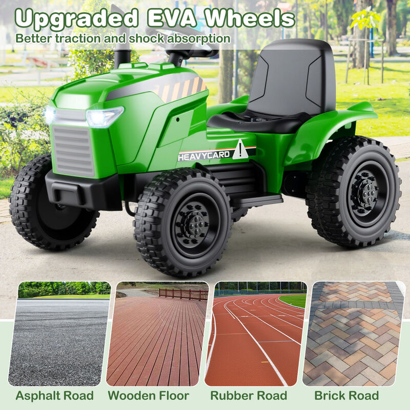 12V Electric Kids Ride-On Tractor with Trailer and 3-Gear Driving System image number 6