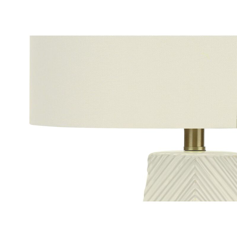 ="Lighting, 29""H, Table Lamp, White Ceramic, Ivory / Cream Shade, Contemporary