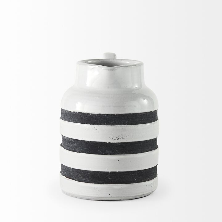 Decorative Ceramic Jug with Stripe Design for Home or Dining Decor
