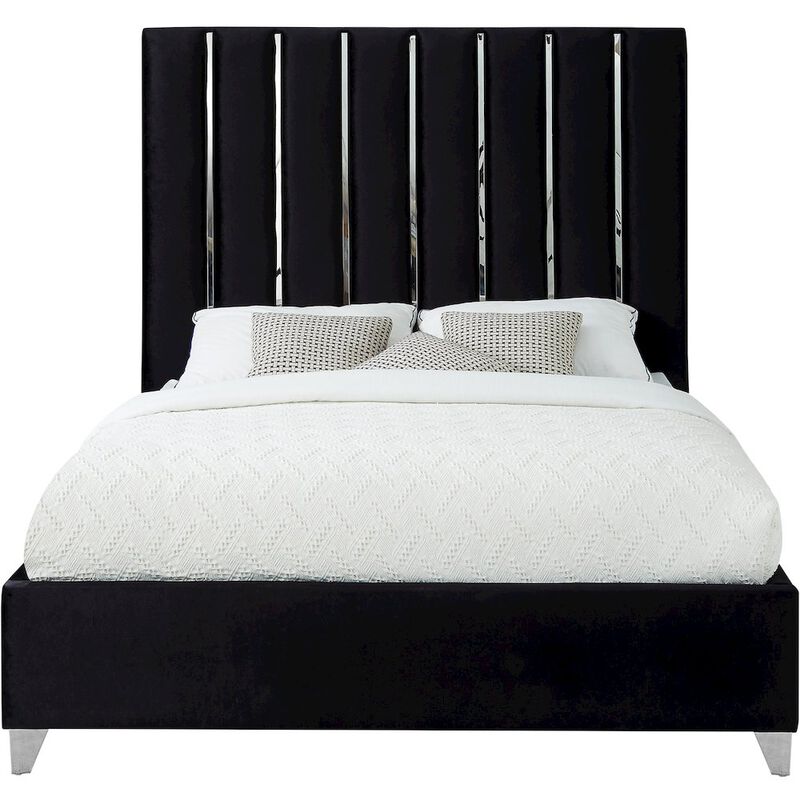 Meridian Furniture Enzo Black Velvet Full Bed