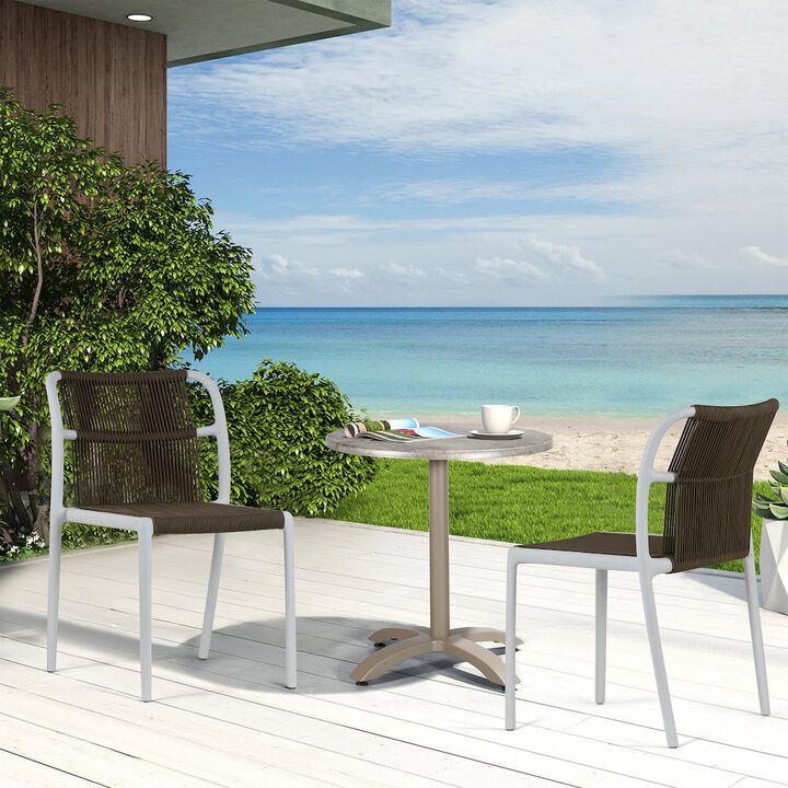 Glamour Home Set of 2 Belden Brown Woven Rope Fabric Dining Chair with Plastic Frame