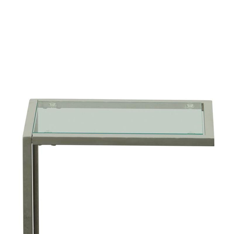 Carolina Living Aggie C-Form Accent Table - Glass Top - Chrome