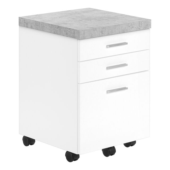 Monarch Specialties I 7051 File Cabinet, Rolling Mobile, Storage Drawers, Printer Stand, Office, Work, Laminate, Grey, White, Contemporary, Modern