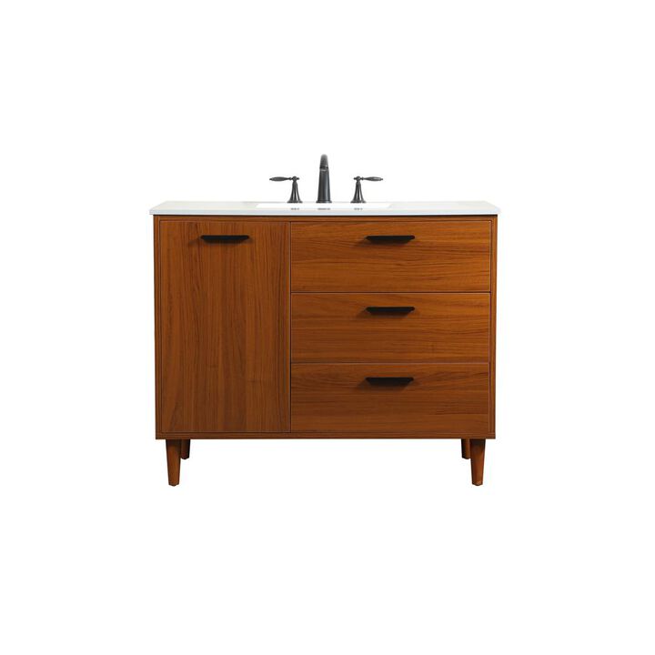 Elegant Kitchen and Bath 42 inch bathroom vanity in Teak
