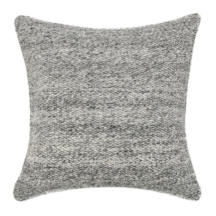 Ruff Square Accent Throw Pillow, 26 Inch, Gray Texture Recycled Fabric - Benzara