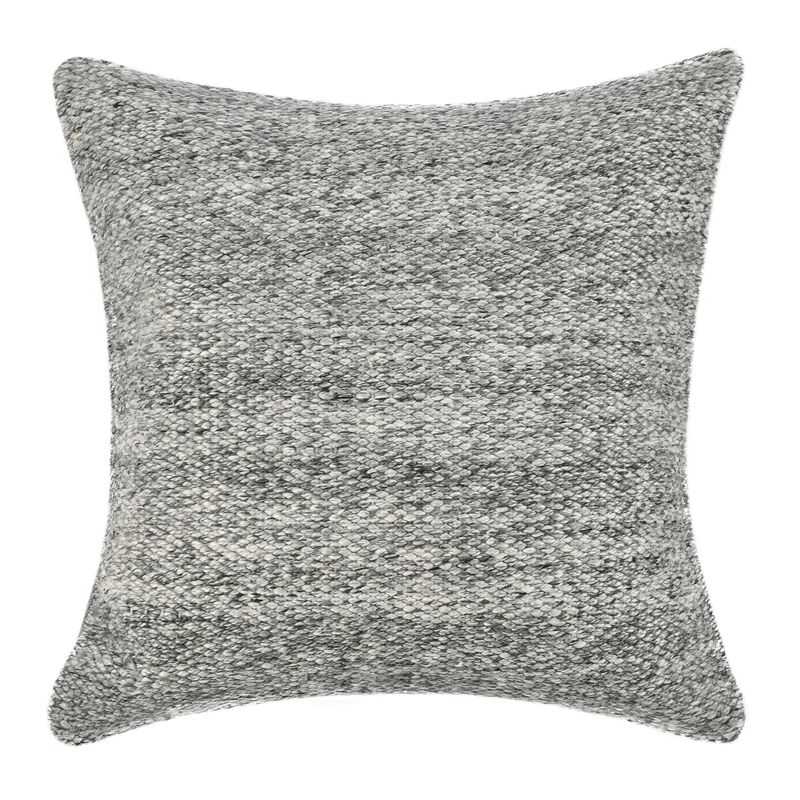 Ruff Square Accent Throw Pillow, 26 Inch, Gray Texture Recycled Fabric - Benzara