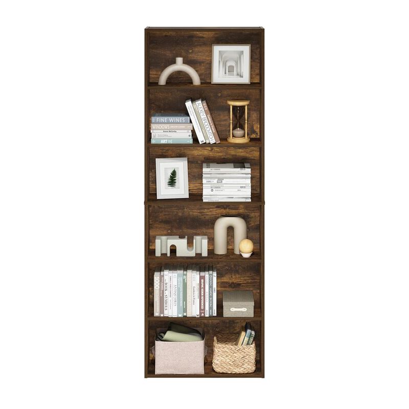 JAYA Simply Home Free Standing 6-Tier Open Storage Bookcase, Amber Pine