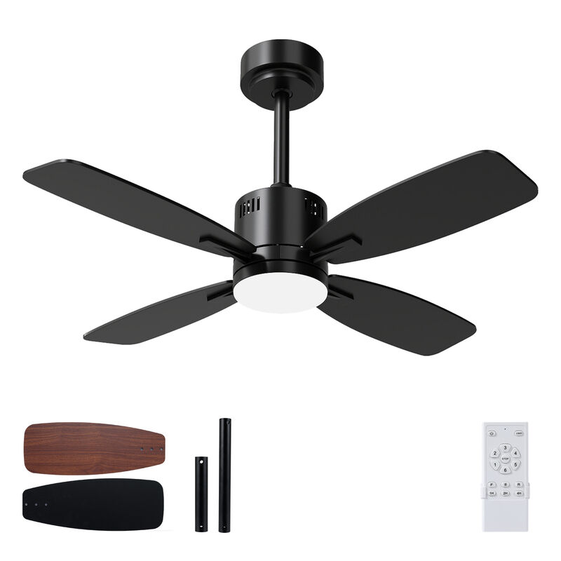 Black 42" Ceiling Fan with Light, 6 Speeds, Remote, 3CCT LED & 4H Timer image number 3