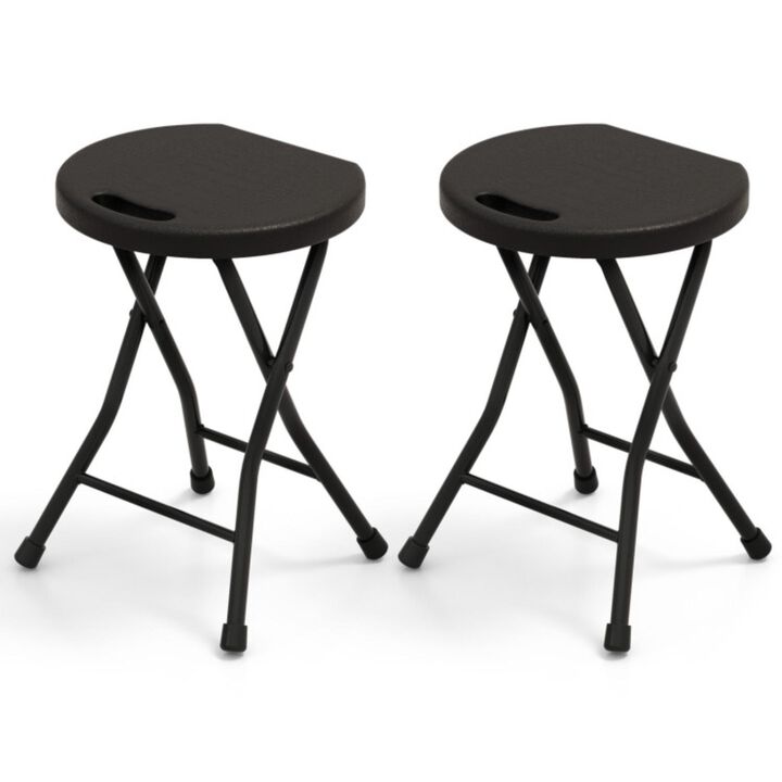 Hivvago Set of 2 18 Inch Collapsible Round Stools with Handle