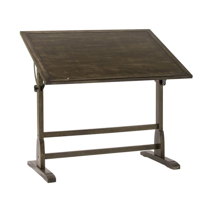 SD Studio Designs SD Vintage Wood Drafting Table with 42"x 30" Adjustable Top and Built in Pencil Groove - Distressed Black