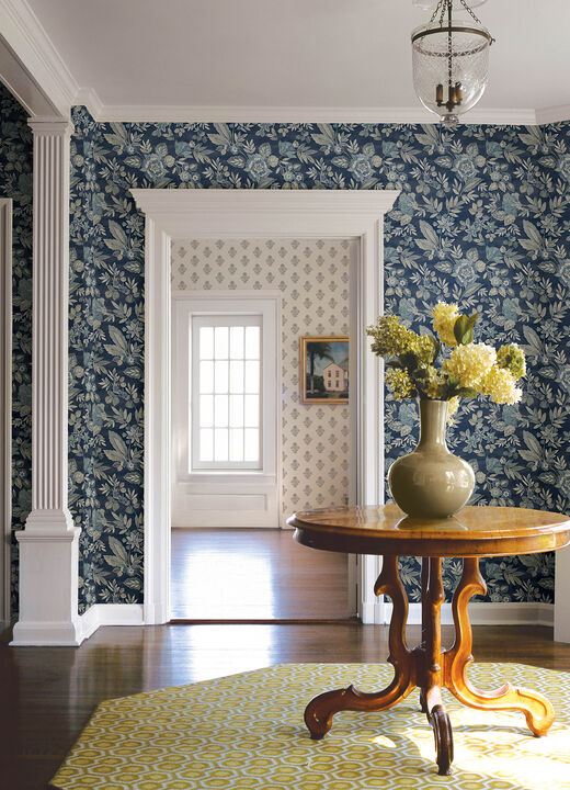 Begonia Indigo Floral Trail Wallpaper (Set of 2)