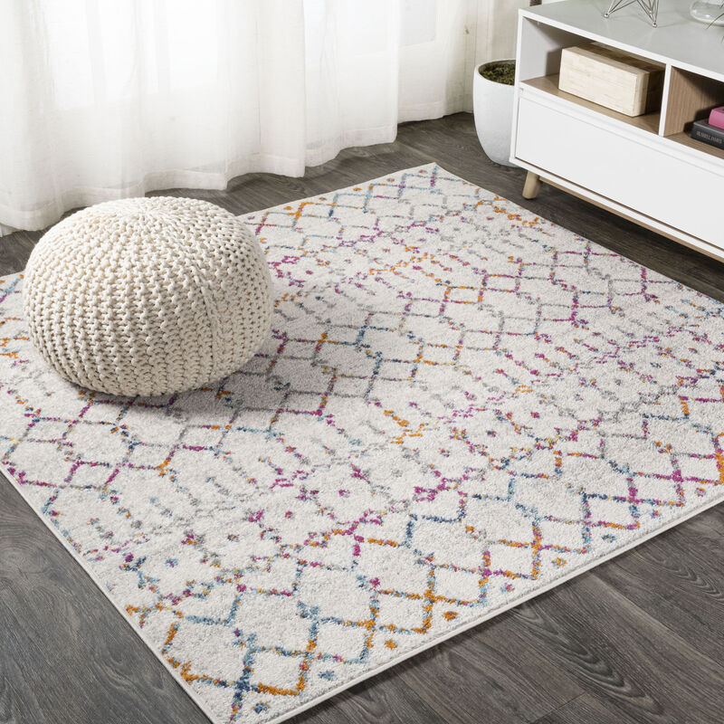 Moroccan Hype Boho Vintage Diamond Square Area Rug