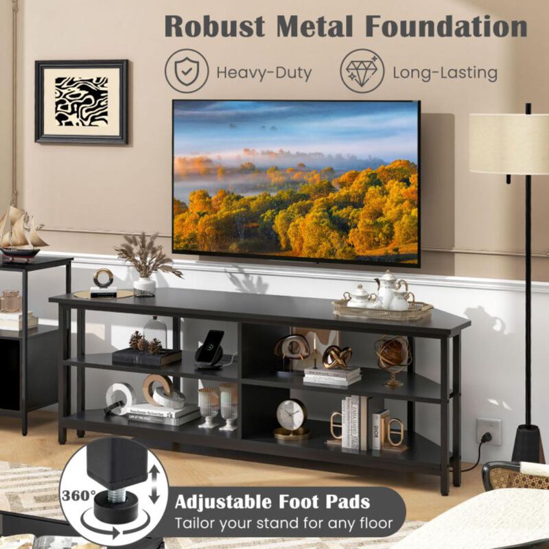 Hivvago 3-Tier Corner TV Stand for TVs up to 65 Inches with Charging Station