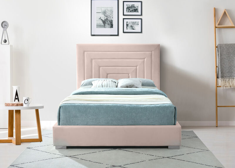 Meridian Furniture Nora Pink Velvet Queen Bed