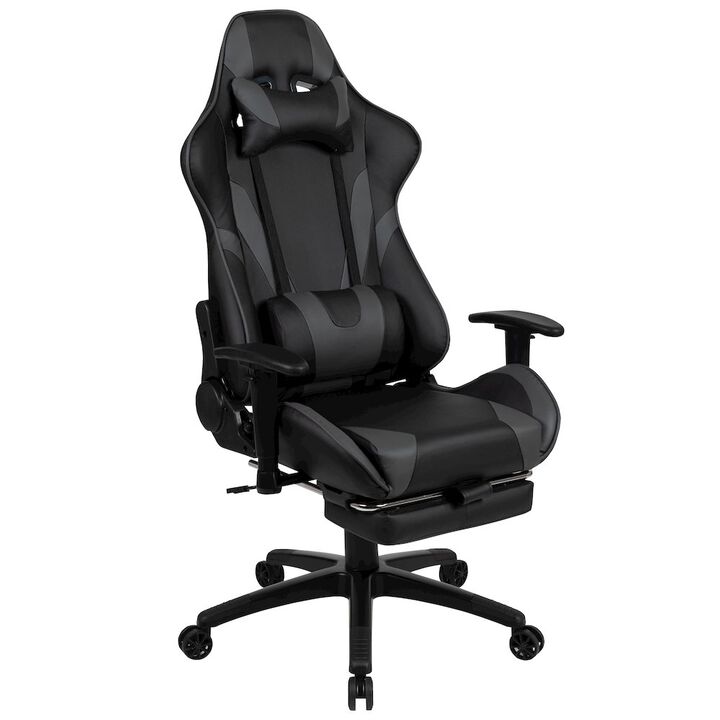 X30 Gaming Chair Racing Office Ergonomic Computer Chair with Reclining Back and Slide-Out Footrest in   LeatherSoft