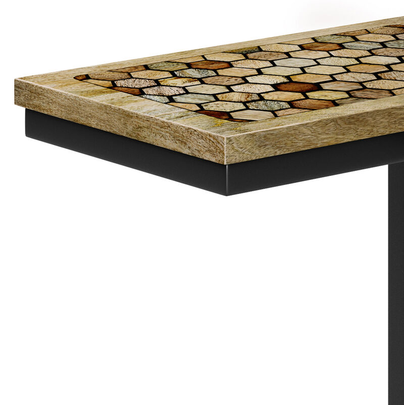 Davisville SOLID MANGO WOOD 11 inch Wide Rectangle Boho C Side Table in Natural, Fully Assembled