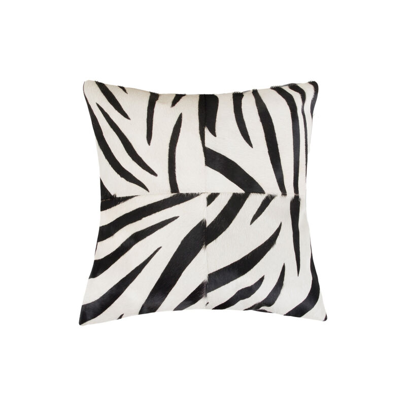 HomeRoots Set of Two 18" White and Black Zebra Cowhide Throw Pillows image number 4