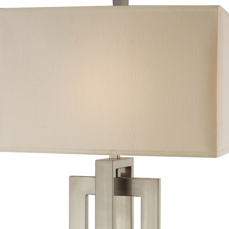 Hivvago 36" Nickel Iron Geometric Table Lamp With Ivory Shade