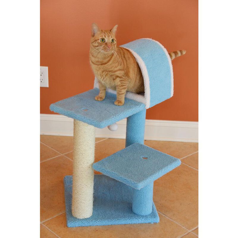 Armarkat 29 Real Wood Cat Tree With Scratcher And Tunnel For Squeeze