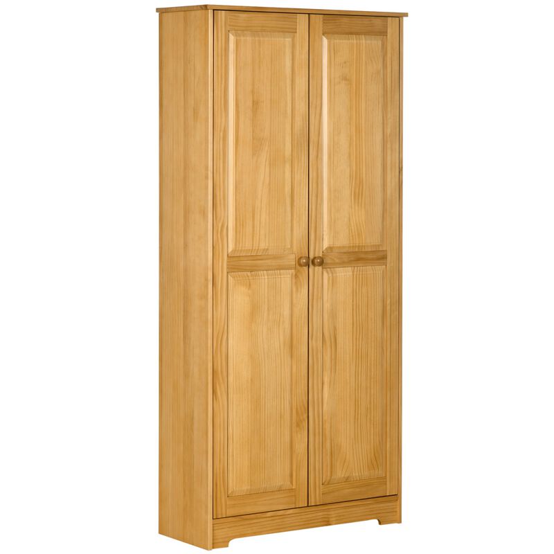 Pinewood Kitchen Pantry: 67" Freestanding Cabinet with Shelves