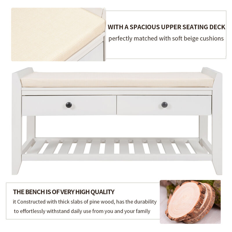 Streamdale Multipurpose Entryway Bench Seat & Drawers (White) image number 8