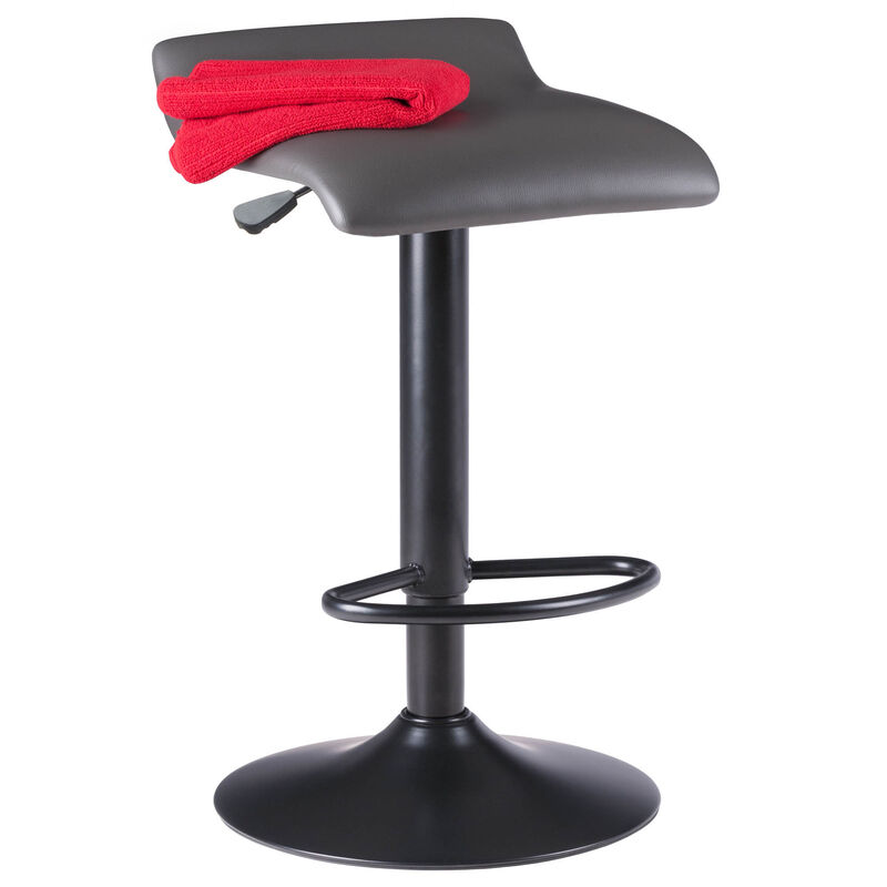 Tarah 2-Pc Adjustable Swivel Seat Stool Set, Black and Slate Gray