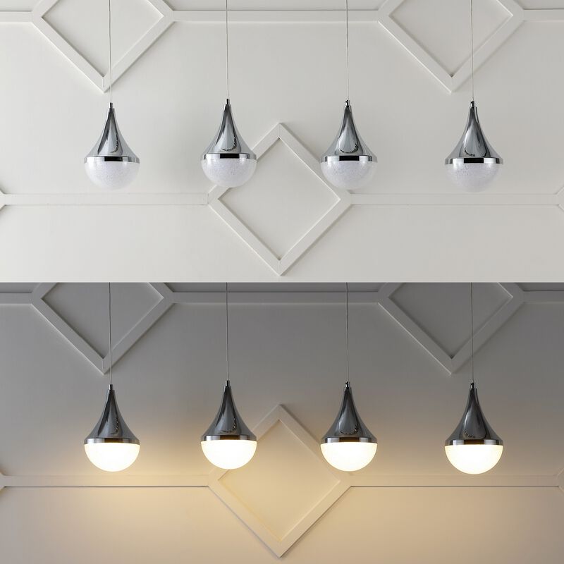 Elyse Teardrop Modern Mid Century Iron/Acrylic Integrated Linear LED Pendant