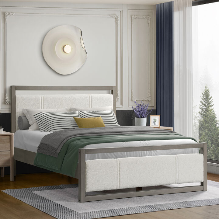 Christopher Knight Home Terra Modern Wood Platform Bed Frame with Ivory Boucle Headboard