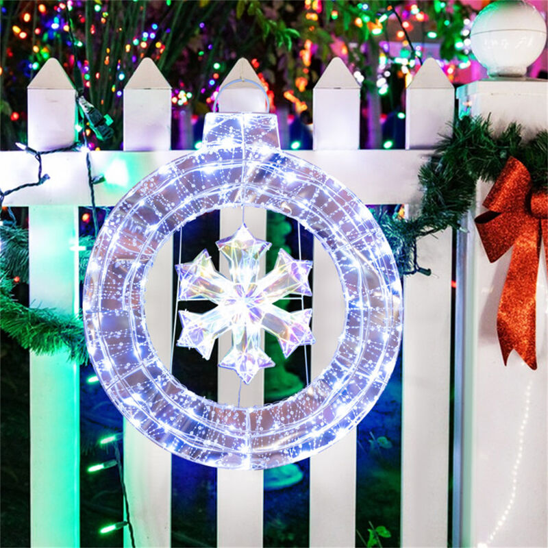 Snowflake Wreath with LED Lights for Christmas Front Door Decoration image number 1