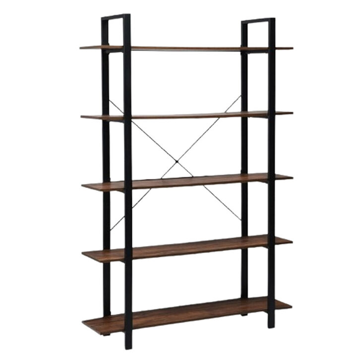 5-Tiers Bookshelf Industrial Bookcases Metal Frame Shelf Stand