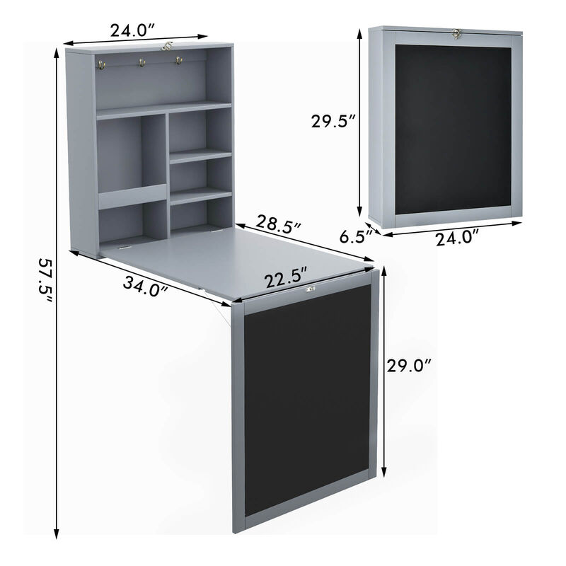 Convertible Wall Mounted Table with A Chalkboard image number 3