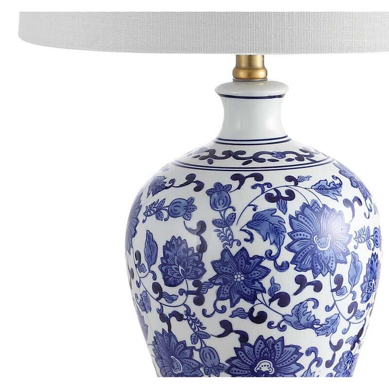 Jennifer 25.75" Ceramic/Metal LED Table Lamp, Blue/White (Set of 2)